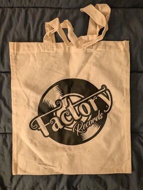 Factory Records Logo Canvas Tote - Natural with Black Print
